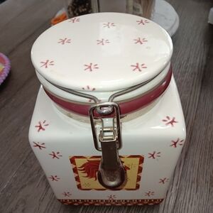 Debbie Mumm Ceramic Red and White Airtight Food Storage Jar